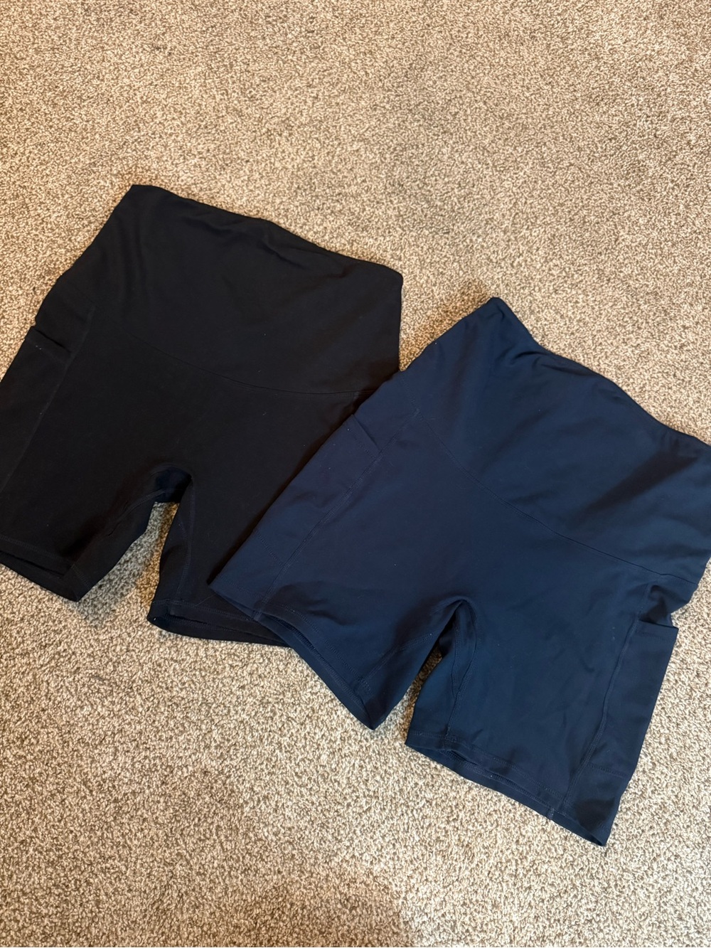 Maternity High-Rise Bike Shorts — Black & Navy (2-Pack)